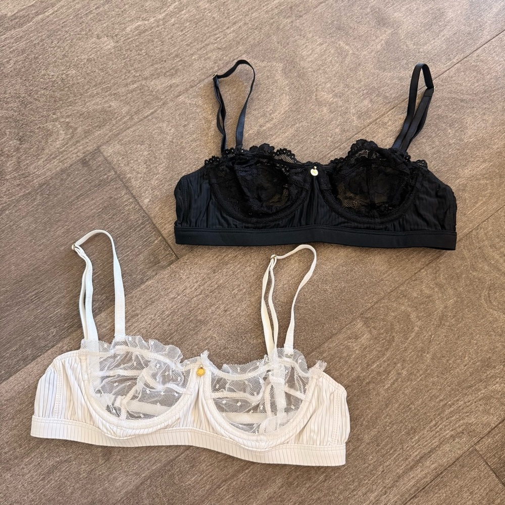 Gooseberry Intimates Lace Underwire Bra Set - Black & White